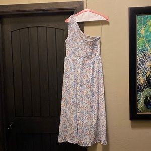 ❤️‍🔥BOGO FREE smocked One shoulder floral dress midi dress cottagecore